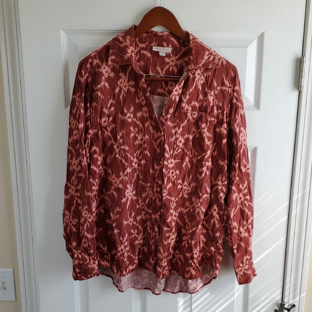 Red and Pink Patterned Blouse